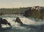 Rheinfall mit Schloss Laufen, Bahnzug